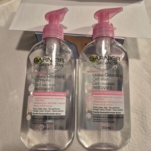 Garnier Skin Active cleansing gel wash 200ml each 2 pictured bottles Sealed